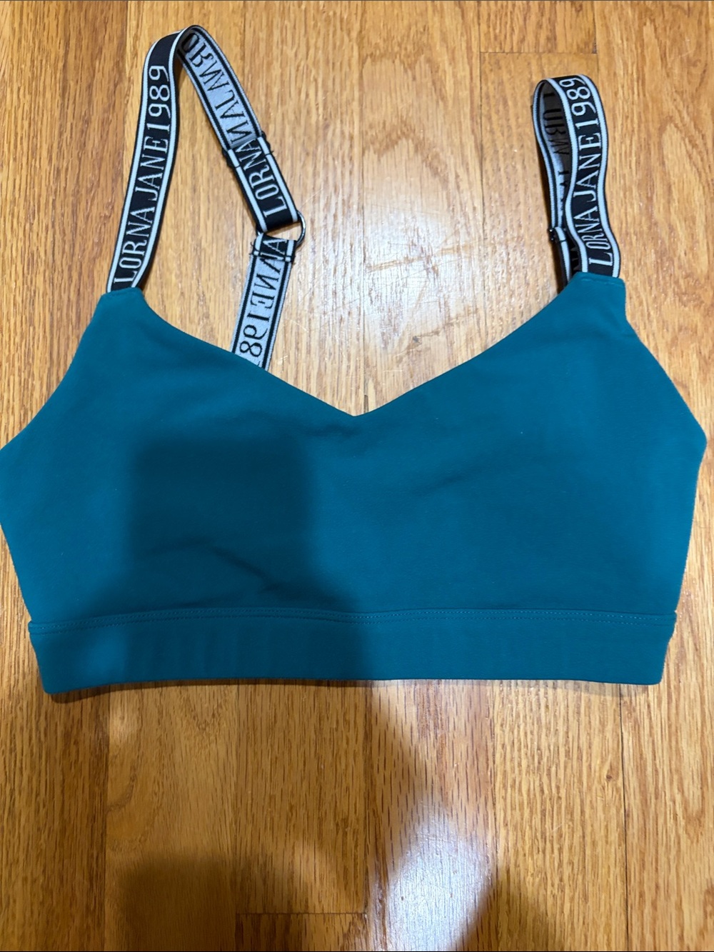 Lorna Jane Teal Logo-Strap Low-Impact Sports Bralette